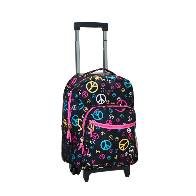 Unisex Rolling Backpack with Double Wheels and Large Storage - 17 Inch