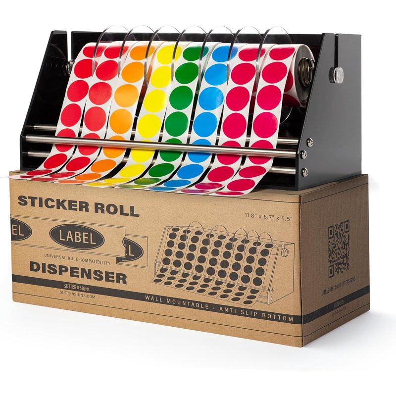 Label Dispenser for Sticker Rolls Acrylic Office Label Holder with Anti-Slip Feet