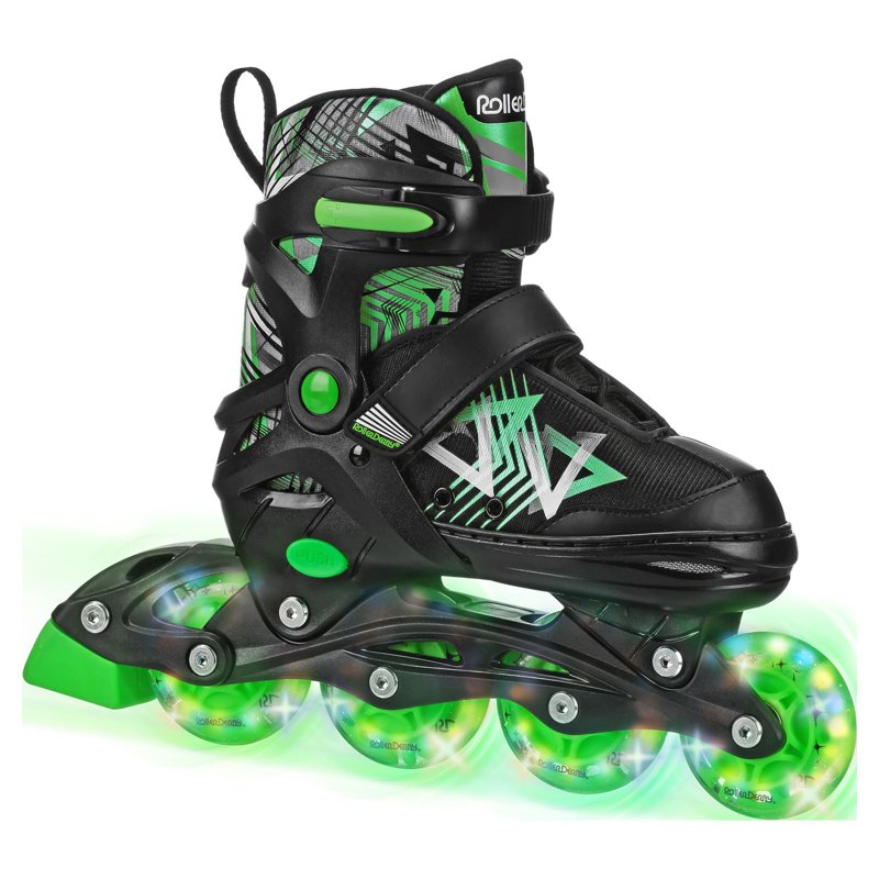 Adjustable Lighted Inline Skates for Kids - Size S Black