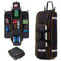 Large Rolling Baseball & Softball Equipment Bag with Wheels, 100L Capacity, Multiple Compartments & Hooks