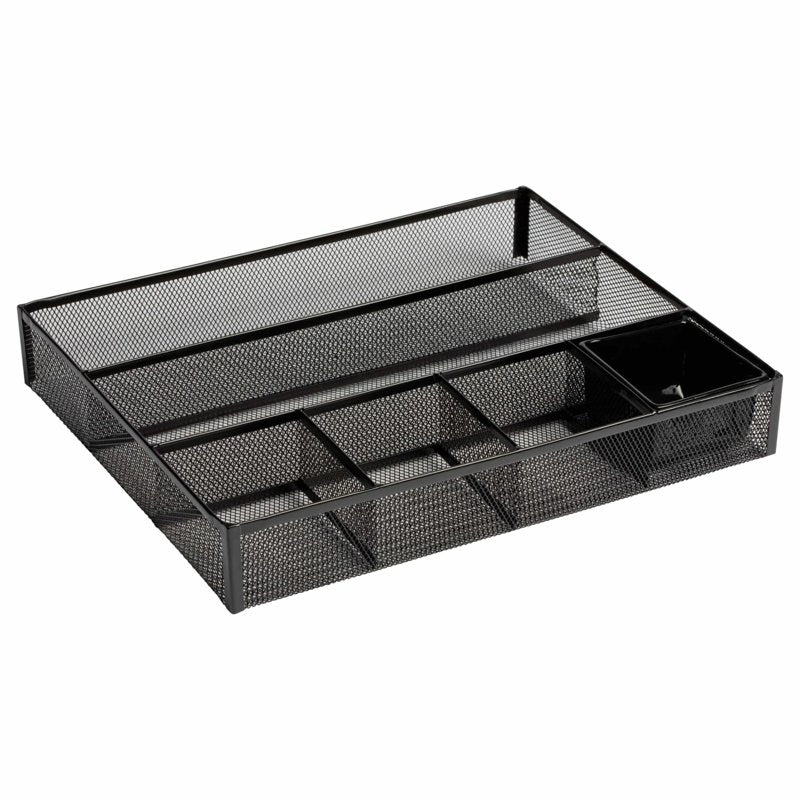 Deep Desk Drawer Organizer Metal Mesh Black - Multiple Pack Sizes