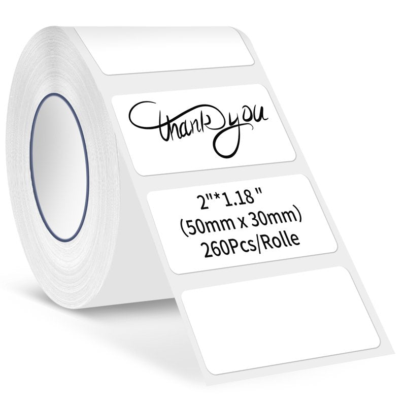 Thermal Label Roll 50x30mm for R22 Printer - 260 White Blank Labels