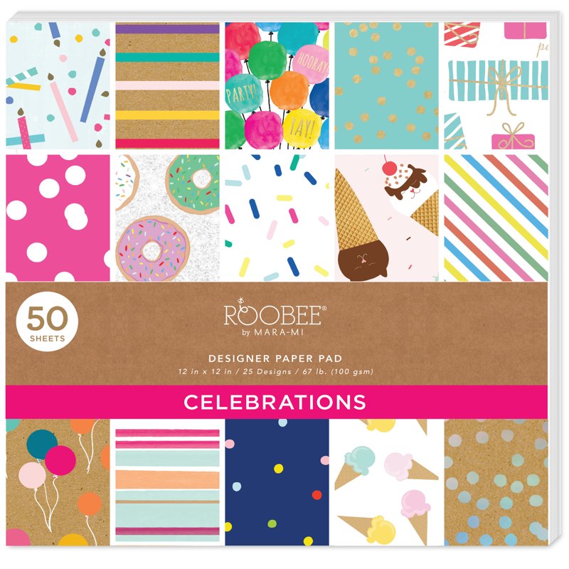 Celebrations Scrapbook Paper Set - 12x12 Inch, 50 Sheets, Party & Craft Decor