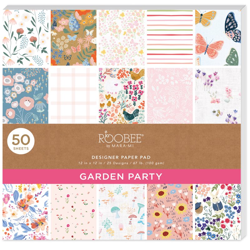 Garden Flower Scrapbook Paper Pad - 50 Sheets, 25 Designs, 12x12 Inches