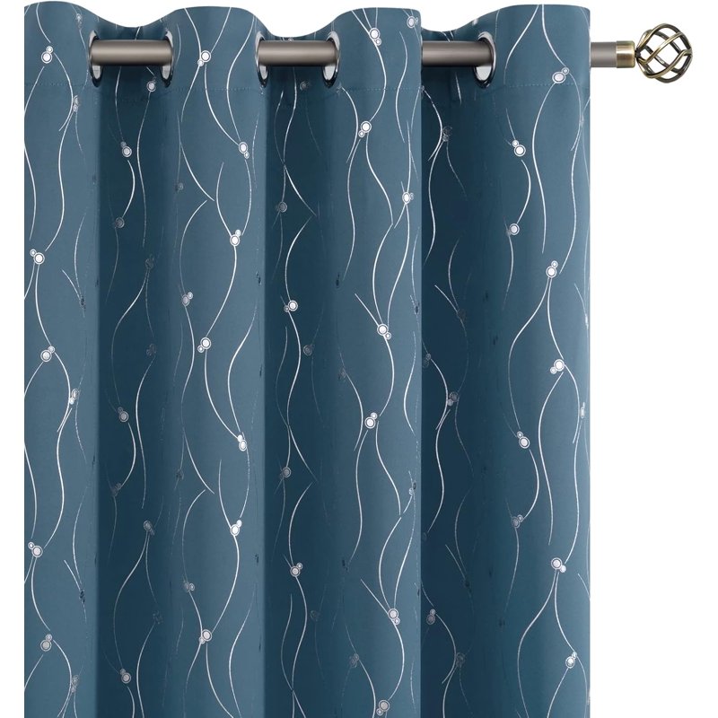 Thermal Insulated Blackout Curtains 52 x 63 Inches - Grommet Room Darkening Drapes for Bedroom & Living Room