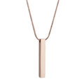 Rose Gold 3D Cremation Necklace with Fill Kit - Memorial Bar Ashes Holder Pendant