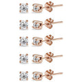 Sterling Silver Cubic Zirconia Stud Earrings Set - Rose Gold & Yellow Gold Options