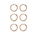 Set of 3 Silver and Rose Gold Tone Hoop Earrings 10mm & 1.2mm Sizes
