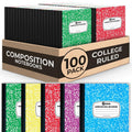 Bulk Composition Notebooks Assorted Marble Covers 100 Pack - College Ruled, 200 Pages