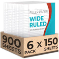 Wide Ruled Notebook Paper 900 Sheets Bulk Pack for Binders, 8x10.5