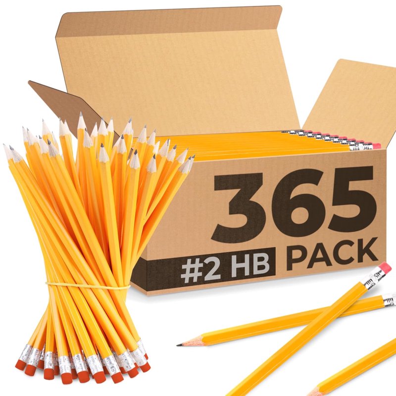 Bulk Pack of Pre-Sharpened #2 HB Pencils for Classroom & Office - Multiple Quantities