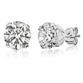 Sterling Silver CZ Stud Earrings - Round-Cut, Multiple Sizes & Styles