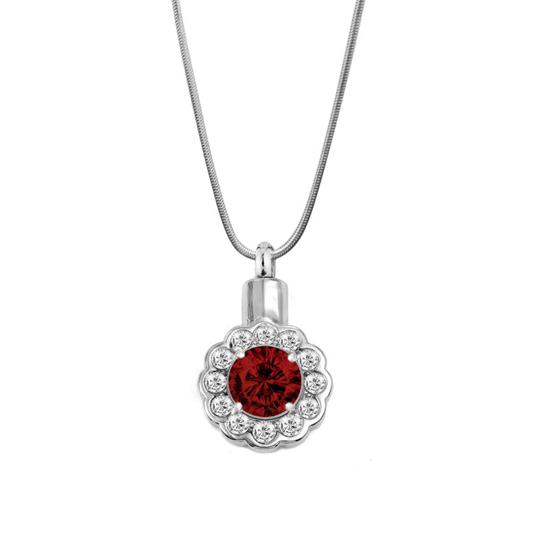Pink Crystal Rhinestone Flower Cremation Urn Pendant Keepsake Jewelry with Free Funnel & Velvet Box