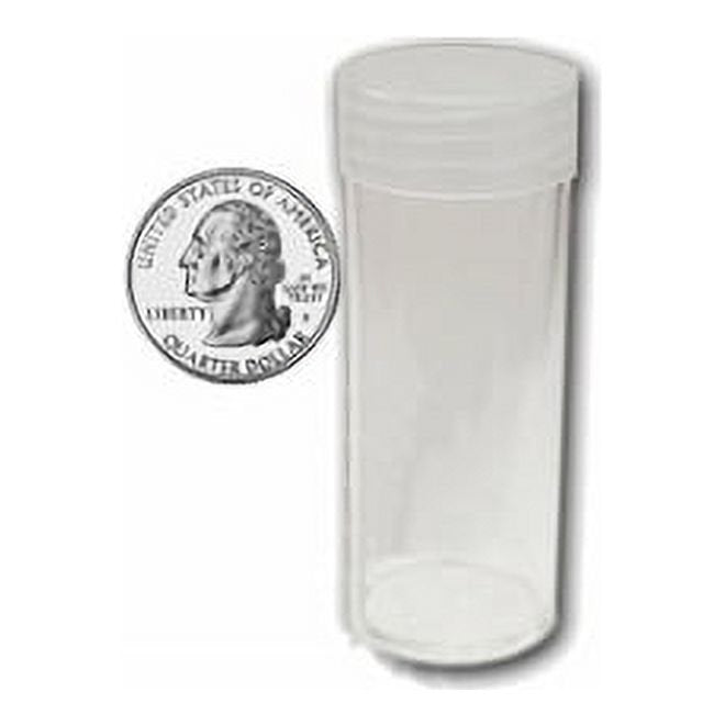 Coin Tubes Storage 24mm - Clear Plastic 5 Pack for Quarters