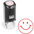 Round Teacher Stamp Smiley Face 1 - Refillable Red Ink Office Stamp