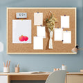Wall Cork Bulletin Board with Traceless Hooks - Office & Home Memo Board, Natural Wood Frame, Size M