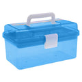 Multipurpose Portable Storage Box Organizer with Handle and Removable Tray - Blue