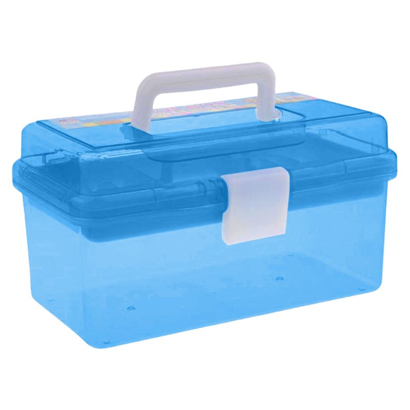 Multipurpose Portable Storage Box Organizer with Handle and Removable Tray - Blue