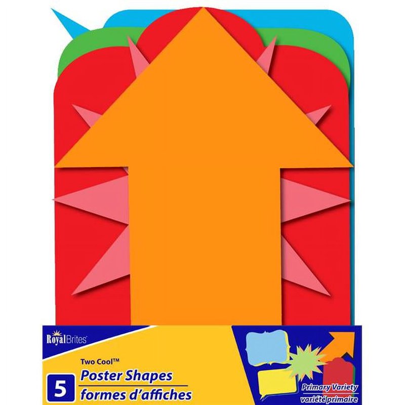 Primary Colors Poster Shapes Set - 5 Pre-Cut Craft Shapes for Kids & Projects
