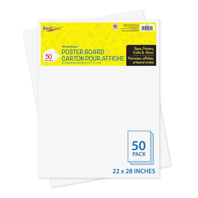 Premium Water & Fade Resistant Poster Board 22x28 Inches - Pack of 50