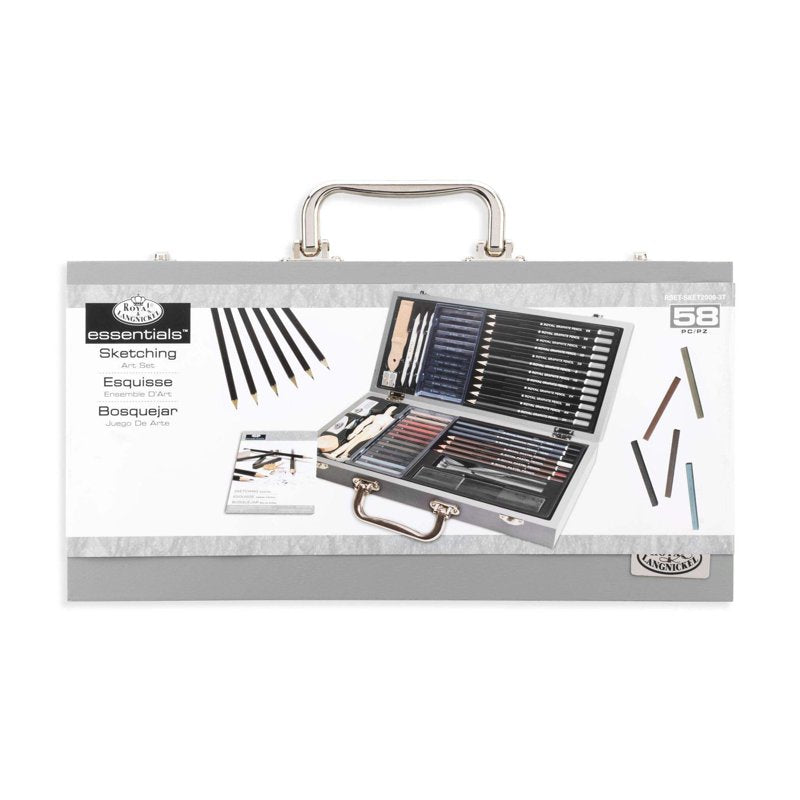 58-Piece Sketching Travel Art Set with Pencils Charcoal and Case