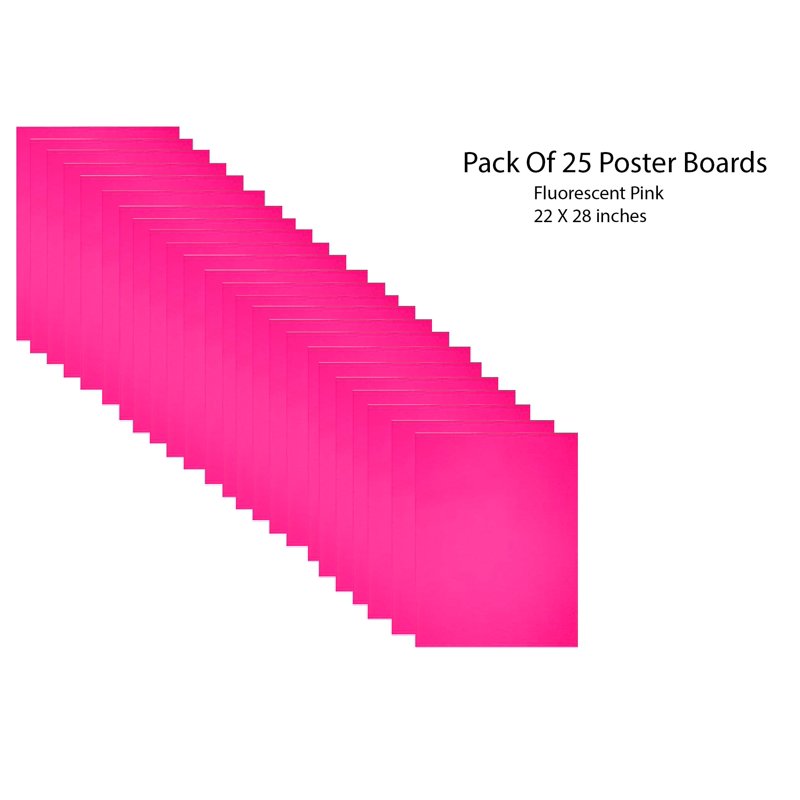 Fluorescent Pink Poster Board - 22 x 28 Inches, Pack of 25