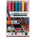 12-Piece Acrylic Markers Set for Art & Crafts - Fine Details & Multi-Surface Use