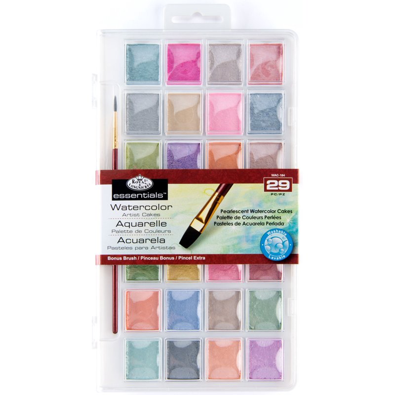 Pearlescent Watercolor Paint Set with Brush - 28 Vibrant Metallic Colors for Artists