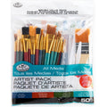 All Media Art Brush Set 50 Pieces - Assorted Shapes & Sizes for Painting