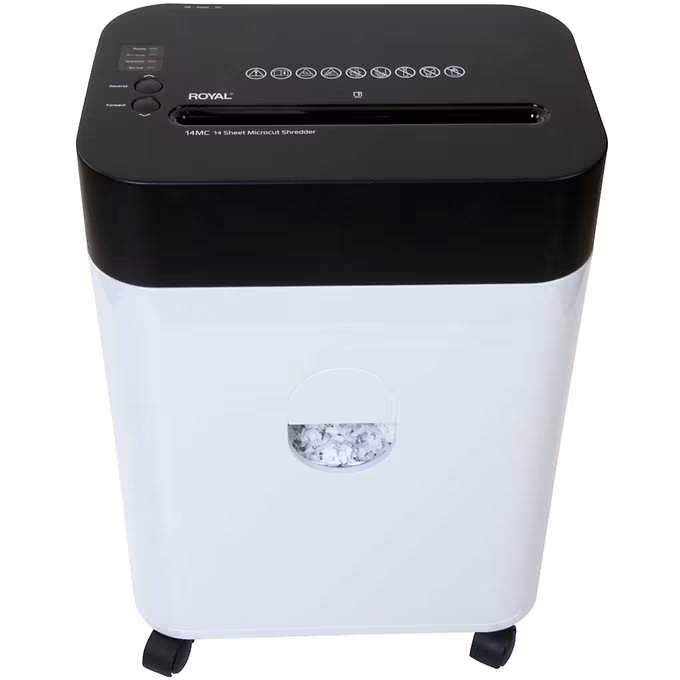 Micro-Cut Paper Shredder 14-Sheet Capacity Auto Start/Stop Black/White