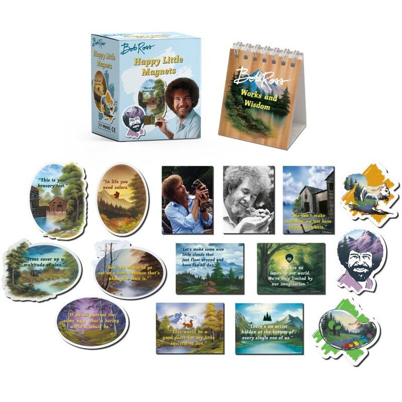 Bob Ross Magnet Set - Inspirational Art & Quotes, Mini Collector's Collection