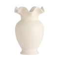 Ceramic Tabletop Vase with Ruffle Edge - Off-White Home Decor Accent
