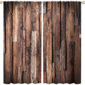 Rustic Wood Curtain Sets - Blackout Window Drapes for Living Room & Bedroom