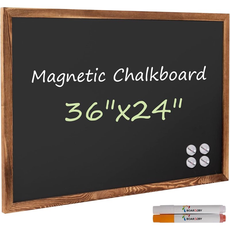 Large Rustic Wood Framed Magnetic Chalkboard 36x24 Wall Sign for Menu & Home