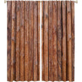 Rustic Wooden Kitchen Curtain Set - Vintage Brown Room Darkening Drapes for Living Room & Bedroom