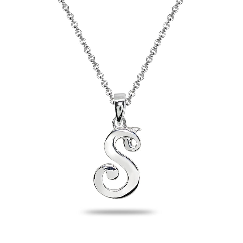 Personalized Sterling Silver Initial Necklace - Custom Alphabet Pendant