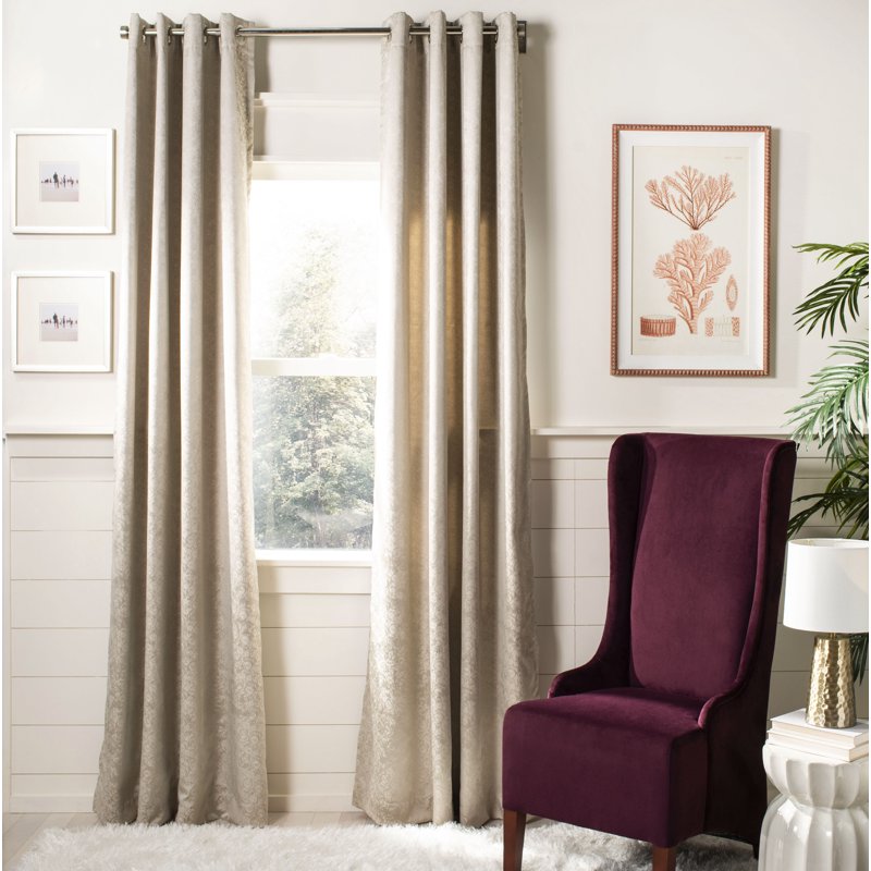 Grommet Curtain Panel - 52 x 96 Inches Beige Double Layer Window Treatment