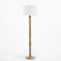 Modern Organic Floor Lamp - 60 Inch Natural Wood & Cotton Shade