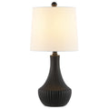 Glam Black Iron Table Lamp with Off-White Cotton Shade - 20 Inch