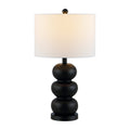 Modern Black Resin Table Lamp with White Linen Drum Shade - 24 Inch