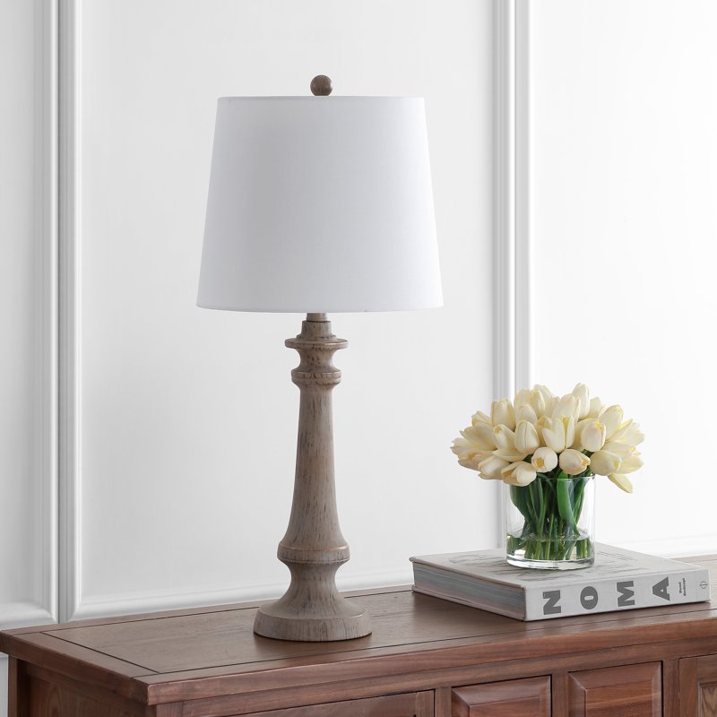 Rustic Table Lamp - 28 Inch Traditional Brown Bedside Lamp with Shade