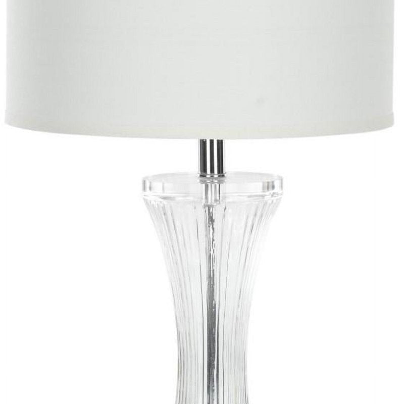 Modern Clear Glass Table Lamp - 25 Inch with Cotton Shade