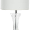 Modern Clear Glass Table Lamp - 25 Inch with Cotton Shade