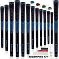 SAPLIZE Golf Grips with Regripping Kit - Standard Blue (13 Color Options)