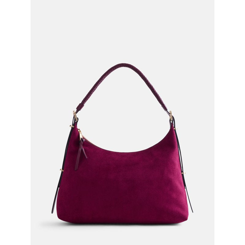 Women’s Top Zipper Shoulder Bag - Faux Suede, Adjustable Strap, Spacious