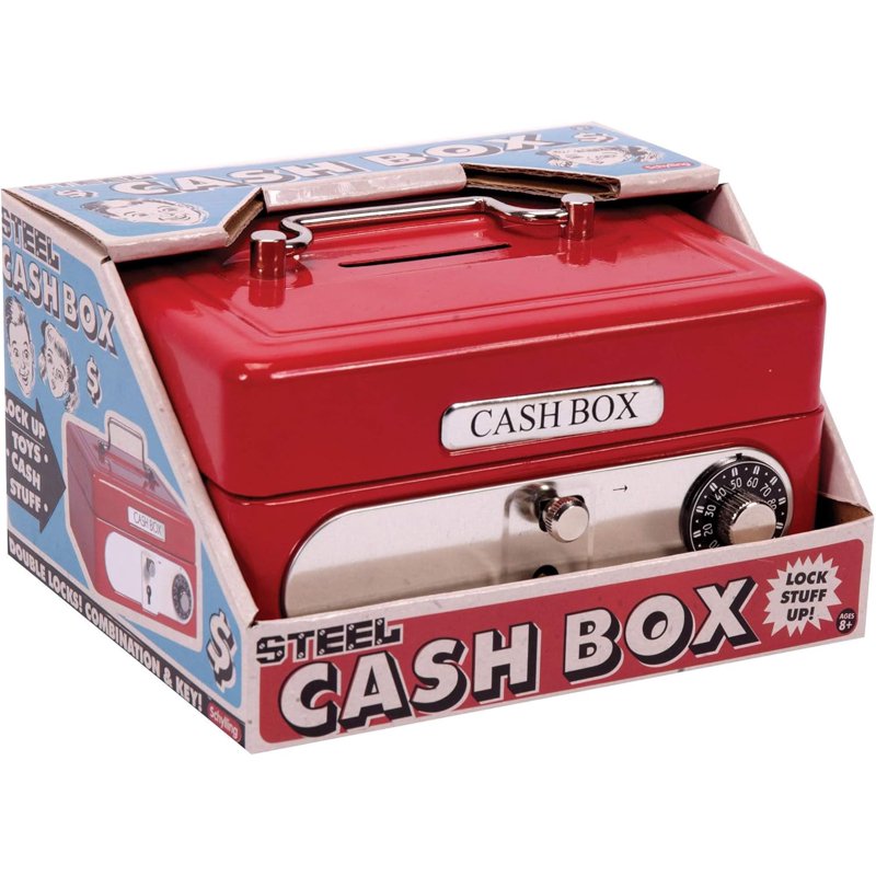 Red Metal Cash Box with Lock & Coin Slot - 6 x 6 x 4 Inches