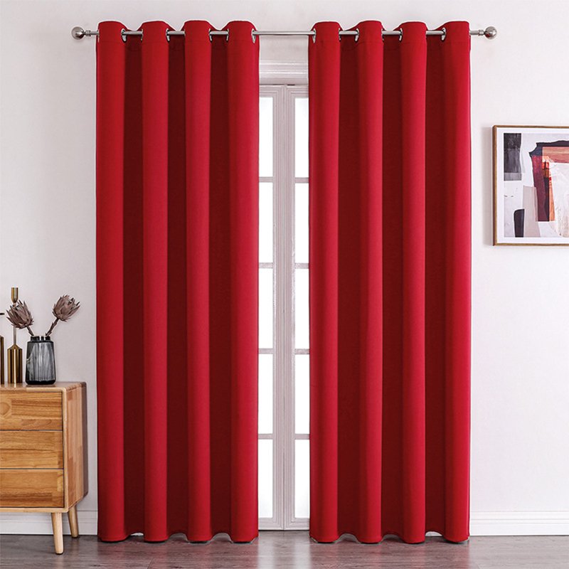 Blackout Curtains 51 Inch Long 2 Panels Set - Thermal Insulated Drapes for Bedroom & Living Room (W39 x L51 Inches, Red)