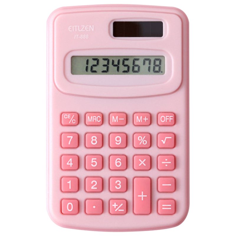 Pink 8-Digit Desktop Calculator for Home Office School Portable Handheld
