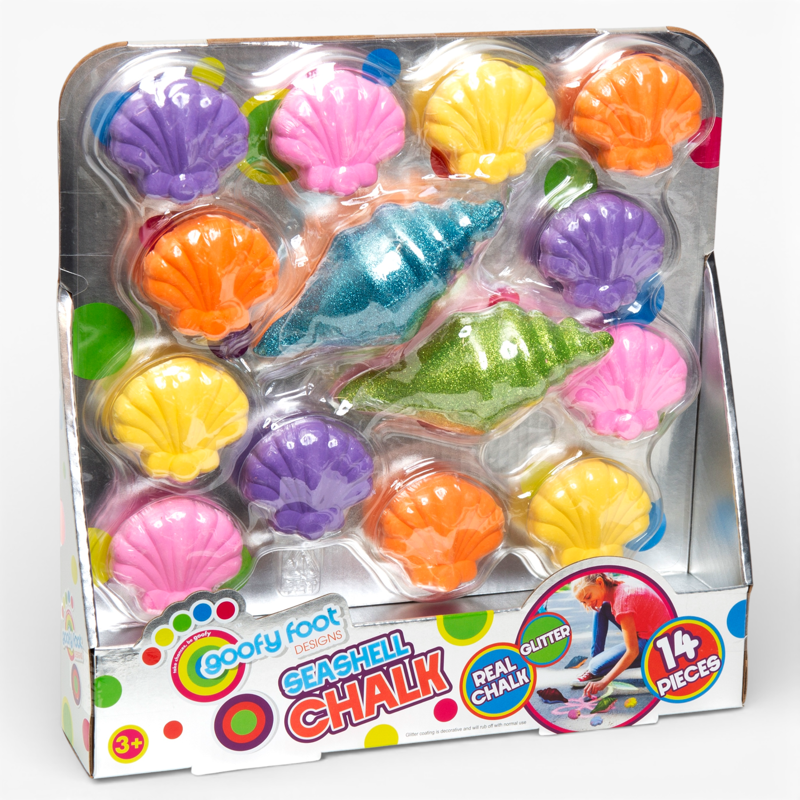Kids Shell-Shaped Sidewalk Chalk Set - Beach Themed 14-Piece Outdoor Art