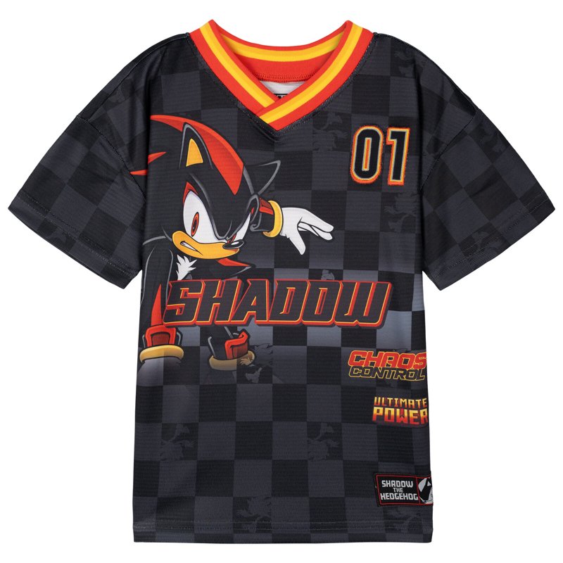 Sega Sonic Shadow Black Boys’ Soccer Jersey 5 — Short Sleeve Mesh Athletic Tee